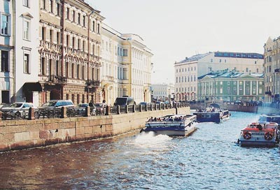 A photo of a city canal in St. Petersburg Russia