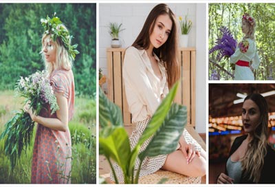 A collage of pictures of beautiful Russian women.